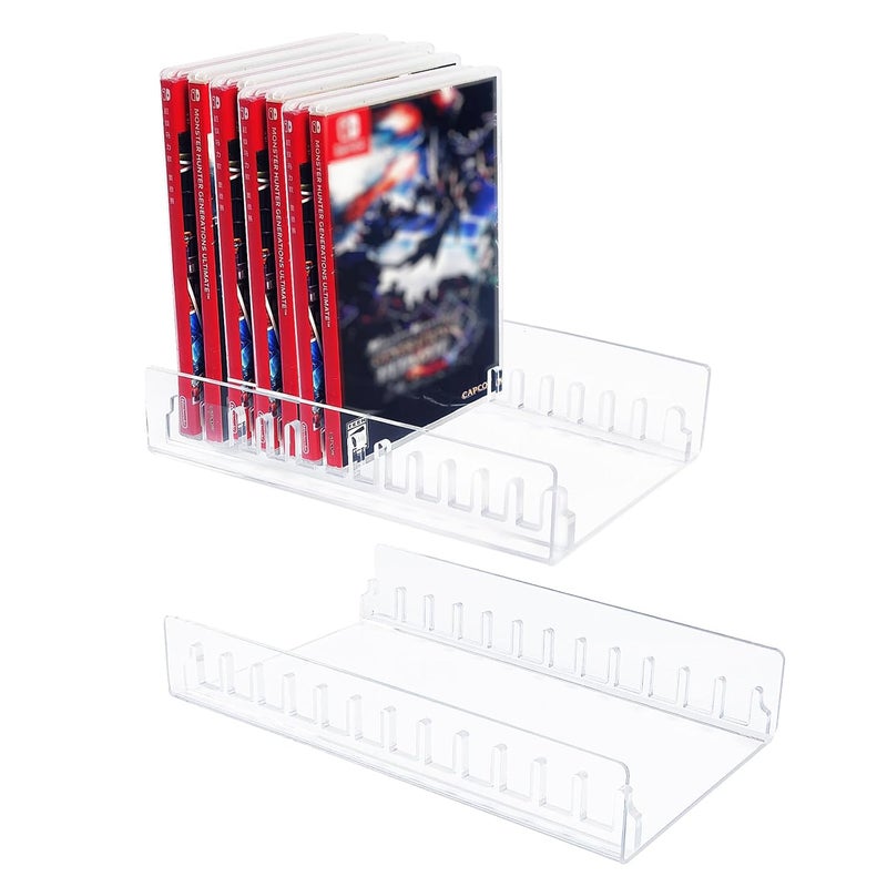 MINLI Clear Acrylic Nintendo Switch Game Case Holder & Storage - Organizer Stand for 24 Games, Protective Display Shelf（2pcs） - Image 1